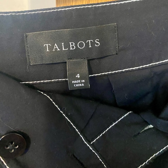 Talbots Black Midi Poplin Skirt with White Buttons - Picture 3 of 4